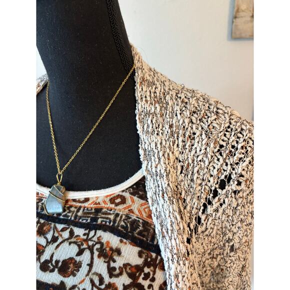 POL Open Knit Cardigan White, Black & Brown Longline Lightweight Boho Sweater - Picture 8 of 11